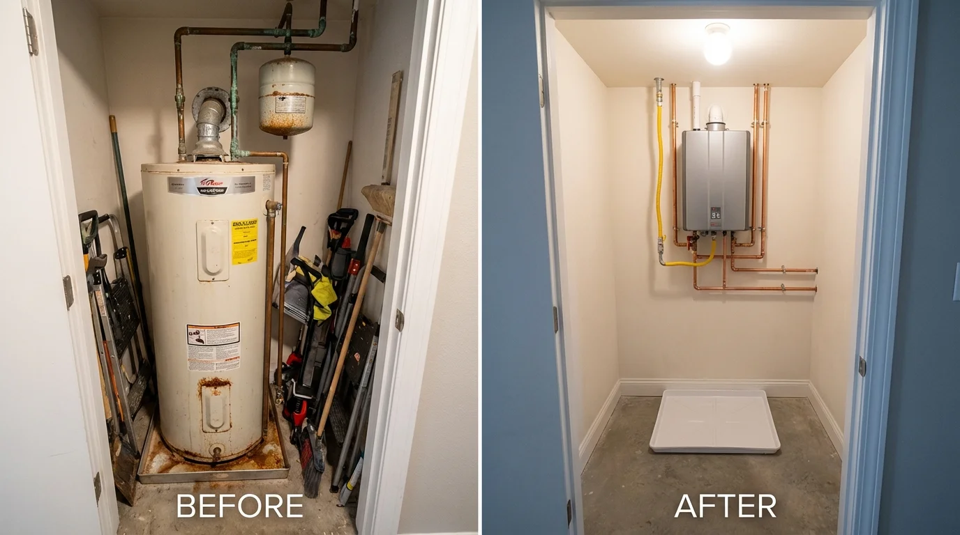 Tank water heater versus wall-mounted tankless unit comparison for Moultrie, GA homeowners