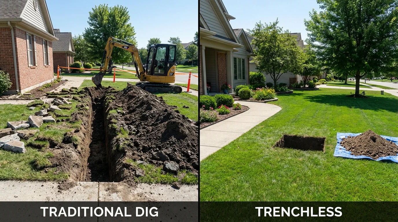 Trenchless sewer repair with minimal yard damage versus traditional excavation in Moultrie, GA